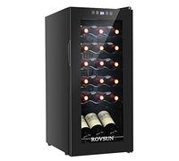 ROVSUN Refroidisseur à vin 18/28, compresseur non intégré avec contrôle numérique de la température et porte en verre à double couche pour vin rouge, champagne et plus (18 bouteilles)