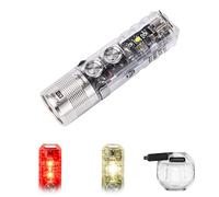 RovyVon Lampe torche EDC rechargeable USB C A28 G2, batterie 1000 lumens 850 mAh, super lumineuse, porte-clés EDC pour le transport quotidien, clip de poche magnétique (feux latéraux rouge/blanc)