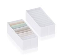 ROW&LINE® - Organiseur de maison - 10 compartiments extra hauts pour vêtements, table à langer et accessoires - Boîtes de rangement en tissu - Durables et lavables pour tiroir - Blanc - Taille : 2x L