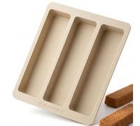 rowanawax Moule Mini Cake Silicone 3 Cavités - Moule Cake Long Apéro - Moule Gâteau Rectangulaire - Anti-Adhésif Sans BPA - Démoulage Facile - 28 x 24 cm