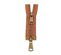 ROWCES 5# Fermeture à glissière en métal de cuivre à Double Curseur coloré à extrémité Ouverte Fermeture à glissière à 2 Voies pour Accessoires de Couture de vêtement, Brun, 40cm