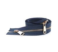 ROWCES 5# Fermeture éclair en métal 120cm Double curseurs Fermeture éclair pour Doudoune Manteau vêtements Accessoires de Couture, Bleu Marine, 120cm