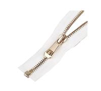 ROWCES 5# Fermeture éclair en métal doré 35cm - 75cm Manteau Veste Fermeture éclair pour vêtements Accessoires de Couture, Blanc, 45cm