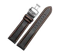 ROWCES Bracelet de montre en cuir pour hommes 18mm - 24mm bracelet de montre en fibre de carbone avec fermoir en acier inoxydable bracelet de montre, 20mm