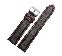 ROWCES Bracelet de montre en cuir pour hommes 18mm - 24mm bracelet de montre en fibre de carbone avec fermoir en acier inoxydable bracelet de montre, 21mm