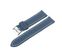 ROWCES Bracelet de montre en cuir souple à motif Litchi, 16mm - 22mm, pour accessoires de montre, Bleu, 17mm