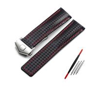 ROWCES Bracelet de montre en cuir véritable motif Fiber de carbone 20mm 22mm pour bracelet de remplacement de montre pour hommes, 22mm