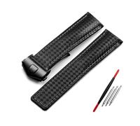 ROWCES Bracelet de montre en cuir véritable motif Fiber de carbone 20mm 22mm pour bracelet de remplacement de montre pour hommes, 20mm