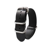 ROWCES Bracelet de montre en cuir, Vintage, 18mm, 20mm, 22mm, 24mm, avec boucle argentée à cinq anneaux, Noir, 20mm