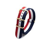 ROWCES Bracelet de montre en Nylon, en toile rayée, 18mm, 20mm, 22mm, 24mm, avec boucle dorée, 18mm