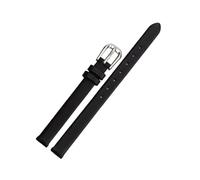 ROWCES Bracelets de montre en cuir pour femmes, petite taille 6mm - 17mm, avec boucle en acier inoxydable argenté, Noir, 6mm