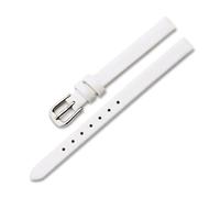 ROWCES Bracelets de montre en cuir pour femmes, petite taille 6mm - 17mm, avec boucle en acier inoxydable argenté, Blanc, 6mm