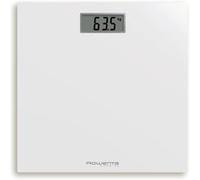 Rowenta Premiss Balance Pèse-personne numérique en verre trempé, 30 x 30 cm, max 150 kg, ultra mince, graduation de précision chaque 100 g, fonctions intelligentes, grand écran, blanc, BS1401