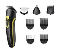 Rowenta Tondeuse cheveux et barbe homme, Lames en acier inoxydable, Autonomie 60 min, Avec ou sans fil, 8 accessoires, Multistyle, Noir jaune TN8940F1