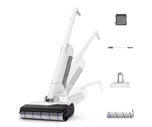 Rowenta X-Clean 10, Aspirateur Laveur sans Fil, Inclinable 180°, Auto-Nettoyage et séchage 65°C, 60min, pour tâches tenaces, Poils d’Animaux YY5785FE, Blanc