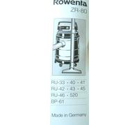 Rowenta ZR8001 Accessoire et fourniture pour aspirateur Sac à poussière Aspirateur sans sac