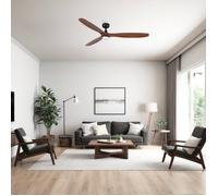 ROWIND L Ventilateur de Plafond Noir/Noyer Foncé avec Lumière Ø152 cm