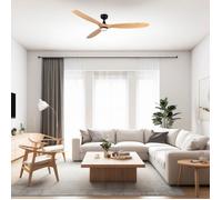 ROWIND L Ventilateur de Plafond Noir/Pin avec Lumière Ø152 cm