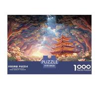 Rowing in The Middle of Lotus Leaves Surre 1000 Piece Papier Premium Puzzle Dreamlike Pavilion Méditatif Jigsaw Jouet Éducatif pour Enfants 38x26cm/1000pcs