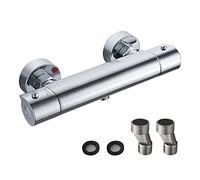 ROWINNAO Barre mitigeur de douche thermostatique à fixation murale 38 °C anti-brûlure, robinet mitigeur de douche exposé, eau chaude et froide, température constante intelligente, laiton massif,