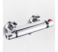 ROWINNAO Mitigeur Thermostatique Douche, Robinet Thermostatique de Douche Mural avec Bouton Sécurité à 38°C Anti-brûlure, Mitigeur de Douche Thermostatique en Laiton Entraxe 150mm, Chromé
