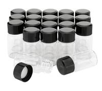Rowiz Lot de 20 mini flacons en verre transparent de 3 ml avec bouchon à vis noir