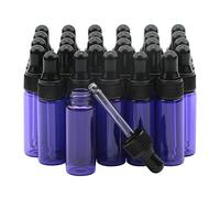 Rowiz Lot de 30 petits flacons compte-gouttes en verre pour huile essentielle, lotion, parfum, échantillon, avec compte-gouttes en verre et bouchons noirs - Violet