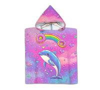 Rowjoy Peignoir poncho pour fille, serviette de plage pour enfants avec capuche, microfibre poncho de bain pour enfants, 2 à 6 ans, pour plage, salle de bain, douche, baignade, piscine, Violet-#Whale,