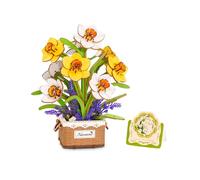 Rowood Fleur en Bois Narcisse Bouquet, Puzzle 3D DIY Fleur en Bois, Kit Modèle à Assembler, Kit Bricolage pour Adultes, Décoration Maison et Coffret Cadeau Anniversaire