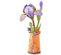 rowood Iris violet fleur artificielle en bois puzzle 3D kit de bricolage pour adultes enfants fleur en bois kit de modélisme pour décoration de la maison idée cadeau créative pour la fête des mères