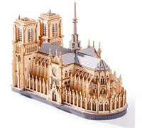 ROWOOD Notre Dame de Paris Puzzle 3D en Bois Modèle d’Architecture, 330 Pièces Kit DIY Découpe Laser pour Adultes et Adolescents, Décoration Élégante et Cadeau Créatif pour Passionnés d’Architecture