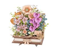 ROWOOD Puzzle de fleurs en bois 3D, livre de floraison en bois, kit de modèle de bouquet à faire soi-même, kits d'artisanat créatifs pour adultes, puzzle de fleurs décoratif, cadeaux d'artisanat pour