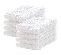 ROXANEPIG Lange Bébé en Mousseline de Coton, 8Pcs Etiré 25x50 cm Carrés de Mousseline Super Doux Absorbant avec 6 Couches pour Peaux Sensibles pour Nouveaux-nés Blanc