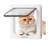 Roxanex Porte coulissante de sécurité pour Chat avec Serrure à 4 Voies, chatière résistante aux intempéries pour Porte intérieure et extérieure, fenêtre, Mur (Blanc, Taille L)