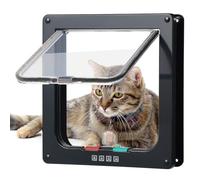 Roxanex Porte coulissante de sécurité pour Chat avec Serrure à 4 Voies, chatière résistante aux intempéries pour Porte intérieure et extérieure, fenêtre, Mur (Noir, L)