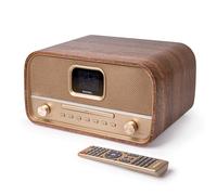 Roxel Amber Système HiFi compact rétro tout-en-un avec lecteur CD, DAB/DAB +, streaming audio BT, 40 W RMS, lecture et chargement USB, radio FM avec RDS, affichage couleur, horloge et alarme,