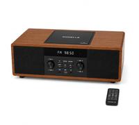 ROXELLE CD-440 Système Hi-Fi compact avec lecteur CD, Bluetooth, radio FM, lecteur MP3 USB, prise AUX et casque, 2 haut-parleurs stéréo 10 W, télécommande, finition bois de noyer