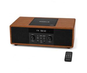 ROXELLE CD-440 Système Hi-Fi compact avec lecteur CD, Bluetooth, radio FM, lecteur MP3 USB, prise AUX et casque, 2 haut-parleurs stéréo 10 W, télécommande, finition bois de noyer