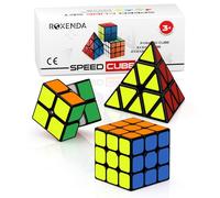 ROXENDA Cube de Vitesse 2X2 3X3 Pyramid Original Cube Speed Cube Sticker Cube Magique Facile à Tourner et à Lisser(Sticker)