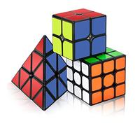 ROXENDA Cube de Vitesse 2X2 3X3 Pyramid Original Cube Speed Cube Sticker Cube Magique Facile à Tourner et à Lisser(Original)