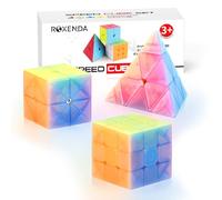ROXENDA Cube de Vitesse 2X2 3X3 Pyramid Original Cube Speed Cube Sticker Cube Magique Facile à Tourner et à Lisser (Gelée)