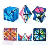 ROXENDA Ensemble de Cubes Magiques, Pack de 3 Cubes infinis 2 en 1, Casse-tête 3D, Jouets transformables pour Enfants, Jouets Anti-Stress en Forme de Fleur pour Jouer (Série Star)