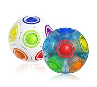 ROXENDA Magic Rainbow Ball avec 12 Trous, Jeu de Compétences Balle Magique de Puzzle - Brain Teaser & Fidget Ball pour Les Enfants de 6 Ans - 2 Pack (Blanc & Bleu)