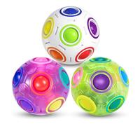 ROXENDA Magic Rainbow Ball avec 12 Trous, Jeu de Compétences Balle Magique de Puzzle - Brain Teaser & Fidget Ball pour Les Enfants de 6 Ans - 2 Pack (Bleu & Vert)