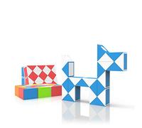ROXENDA Serpent Magique avec 24 Blocs, Magic Snake Cube Twist Puzzle - Jeux de Puzzles 3D Fidget Cube Serpent Magique Cadeau Anniversaire pour Enfants et Adultes - 1 Pack (Bleu)