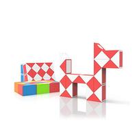 ROXENDA Serpent Magique avec 24 Blocs, Magic Snake Cube Twist Puzzle - Jeux de Puzzles 3D Fidget Cube Serpent Magique Cadeau Anniversaire pour Enfants et Adultes - 1 Pack (Rouge)