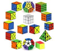 ROXENDA Set de Cube de Vitesse incluant Dodécaèdre Cube et Cube Pyramide - Excellente qualité et Mouvement Fluide, idéal pour améliorer la Concentration et l'agilité mentale (15 Pièces)