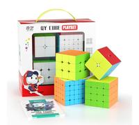 ROXENDA Speed Cube Set, Cube de Vitesse 2X2 3X3 4X4 5X5 Pyramide Megaminx Skewb Ivy Cube - Collection Cube Magique Fast pour Enfants Adultes, avec Coffret Cadeau et Tutoriel Secret(Stickerless)