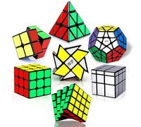 ROXENDA Speed Cube Set, Cube de Vitesse 2x2 3x3 4x4 Pyramide Dodécaèdre Windmill Mirror Cube Collection de Cubes Magique Lisses pour Enfants et Adultes [7 Pack]