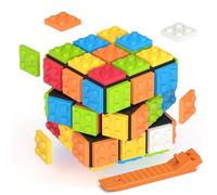 ROXENDA Speed Magic Cube 3x3,Cube 2-en-1 Briques cérébrales et Casse-tête Classique Compatible avec Lego pour Enfants (Noir)